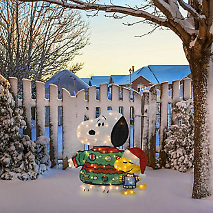 Peanuts 32 Inch Snoopy and Woodstock Ugly Sweater Set Outdoor 2D LED Yard Decor, , rollover