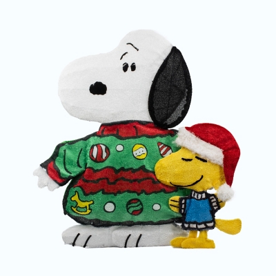 Peanuts 32 Inch Snoopy And Woodstock Ugly Sweater Set Outdoor 2d Led Yard Decor Ashley Furniture Homestore