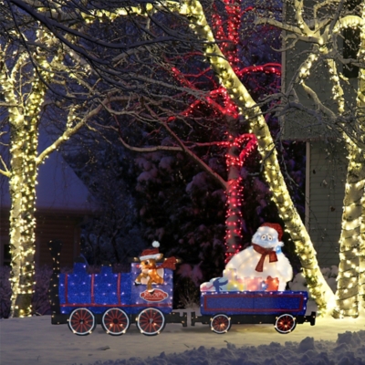 Rudolph 86 Inch Wide Train with Rudolph and Bumble 2 Pc Set Outdoor 2D LED Yard Decor, , rollover