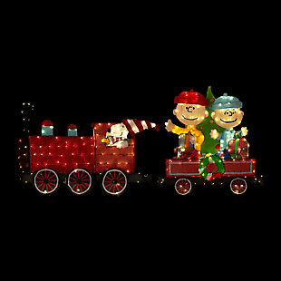 Peanuts 79 Inch Wide Train with Peanuts Gang 2 Pc Set Outdoor 2D LED Yard Decor, , large
