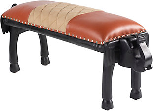 Surya Haathi Upholstered Bench, Terracotta, rollover