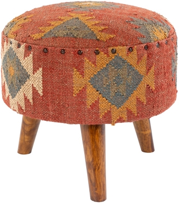 Surya Panja Stool, Dark Red/Multi, large