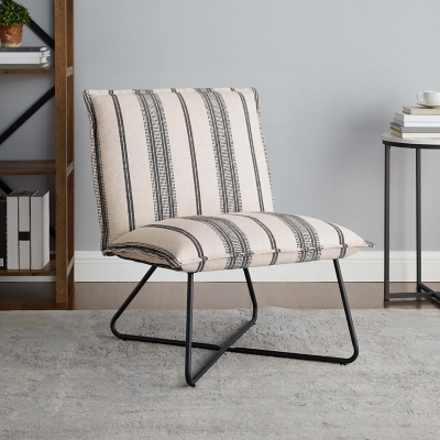 Linon Stiles Stripe Chair, Black/White, rollover