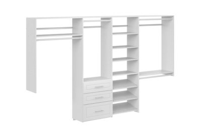 EasyFit 84"-120" W Modern Raised Dual Tower Closet System, White, rollover