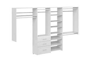 EasyFit 84"-120" W Modern Raised Dual Tower Closet System, White, rollover