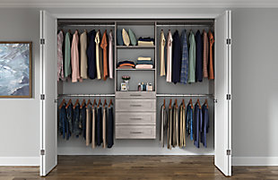 EasyFit 60"-96" W Modern Raised Ultimate Closet System, Weathered Gray, large