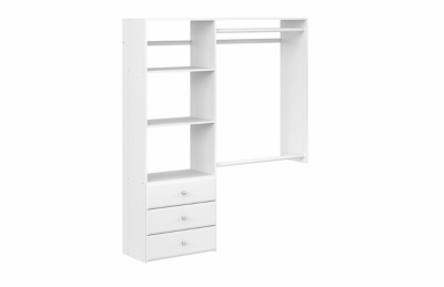 EasyFit 36"-60" W Deluxe Closet System, White, rollover