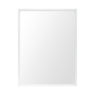 Mercana White 30x40 Faux Wood Frame Bathroom Vanity Mirror, White, large