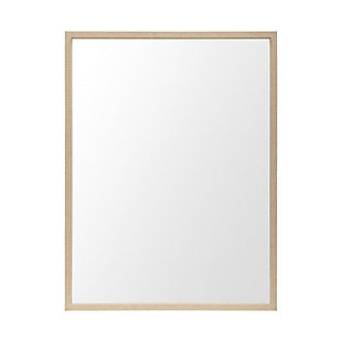 Mercana Tan 30x40 Faux Wood Frame Bathroom Vanity Mirror, Tan, large
