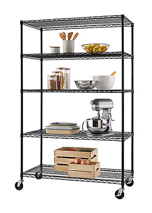 TRINITY 5-Tier Wire Shelving NSF with Sidebar and Wheels, , large