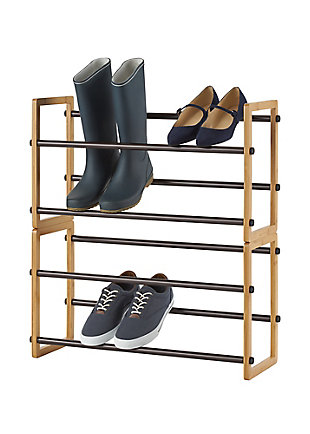 TRINITY 2-Tier Expandable Shoe Rack (2-Pack), Natural/Bronze, large
