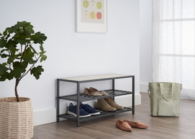 TRINITY 3-Tier Shoe Bench, Slate Gray