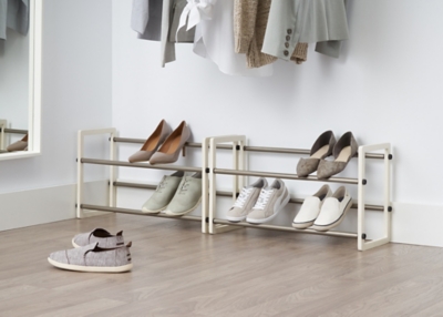 Expandable Shoe Rack, Stackable Shoe Rack for Closet, Small Shoe Rack 4  Tier