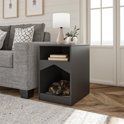 Ollie & Hutch Roscoe Cat House End Table, Black, Black, large