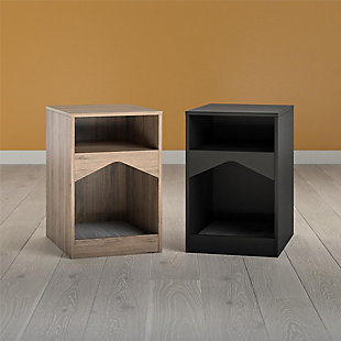 Your feline friend will have their own spot to lounge around all day with the Ollie & Hutch Roscoe Cat House End Table. Made of laminated particleboard, the medium brown woodgrain finish will look great with any style and features a gray microfiber cushion so your cat can snooze away right by your side. The End Table offers an open cubby for you to organize electronics and reading material. The tabletop is perfect for a reading lamp and to hold snacks and electronics while watching your favorite shows and movies. The Cat House End Table ships flat to your door and requires assembly upon opening. Two adults are recommended to assemble. Once assembled, the End Table measures to be 24.06”H x 15.79”W x 20.04”D.Give your cat the perfect spot for a cat nap with the ollie & hutch roscoe cat house end table | Made of laminated particleboard with a medium brown woodgrain finish, the end table offers a gray microfiber cushion | The open cubby and tabletop can organize all of your electronics, reading material, and snacks | The cat house end table ships flat to your door and 2 adults are recommended to assemble. The tabletop and cat house can each hold 50 lbs. While the cubby can hold 20 lbs. Assembled dimensions: 24.06”h x 15.79”w x 20.04”d | 1 year limited warranty is included