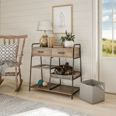 Ollie & Hutch O'Malley Accent Table with Cat Bed, Rustic Oak, , rollover