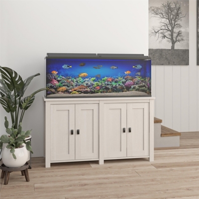 Ollie Hutch Flipper Farmington 55 Gallon Aquarium Stand Ivory Oak Ashley