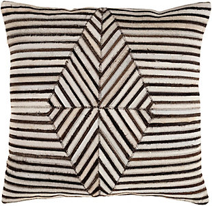 Surya Nashville Striped Leather Pillow, , rollover