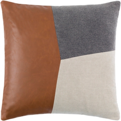 Surya Branson Leather Pillow, , large