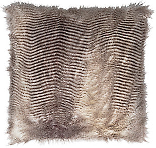 Surya Owl Faux Fur Pillow Cover, Light Gray, large