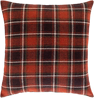 Surya Brenley Plaid Pillow Cover, Dark Red, rollover