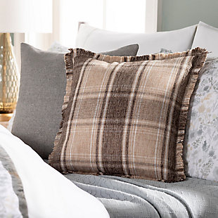 Surya Glenwood Plaid Pillow Cover, Wheat, rollover