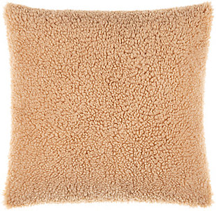 Surya Juni Faux Fur Pillow, Wheat, large
