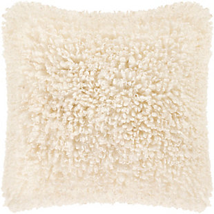 Surya Valora Faux Fur Pillow, Ivory, rollover