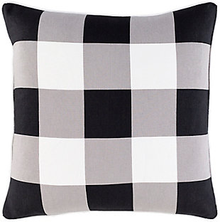 Surya Buffalo Plaid Pillow Cover, Black, large