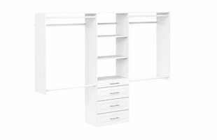 EasyFit 60"-96" W Modern Raised Ultimate Closet System, White, rollover