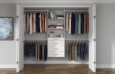 EasyFit 60"-96" W Modern Raised Ultimate Closet System, White, large