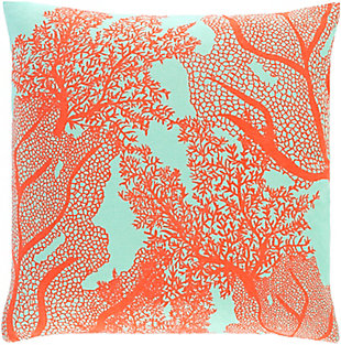 Surya Sea Life Pillow Cover, Mint/Bright Orange, rollover
