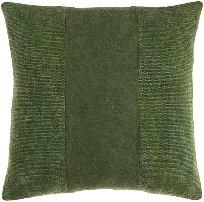 Surya Washed Stripe Pillow Cover, Dark Green, large