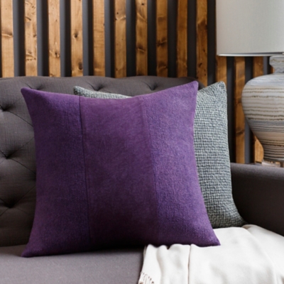 Surya Washed Stripe Pillow Cover, Dark Purple, large