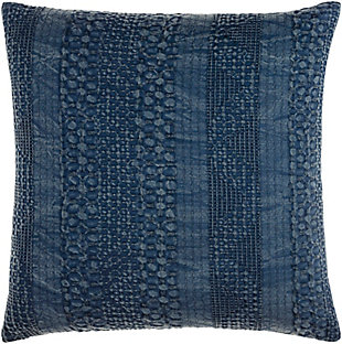 Surya Washed Waffle Pillow Cover, Navy, rollover