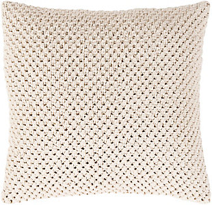 Surya Godavari Crochet Pillow Cover, Cream, rollover