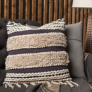 Surya Helena Pillow Cover, Charcoal/Cream, rollover
