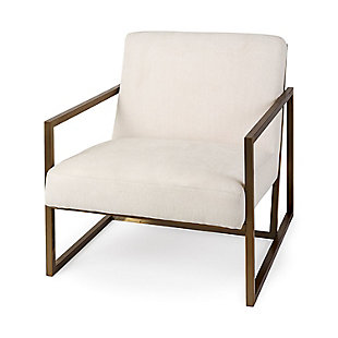 Mercana Armelle Cream Fabric Seat with Gold Metal Frame Accent Chair, Cream, rollover