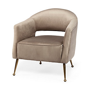 Mercana Giles Taupe Velvet Wrap Gold Metal Base Accent Chair, , large