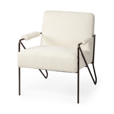 Mercana Vicunya Off White Fabric Wrap Metal Frame Accent Chair, , large