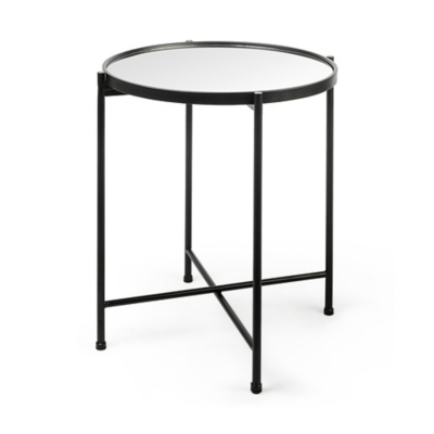 Mercana Samantha Small Black Mirror Top Accent Table, , large