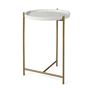 Mercana Stella Round Marble Top with Gold Base Accent Table, , large