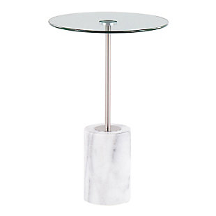 LumiSource Symbol Side Table, White/Nickel/Clear, large