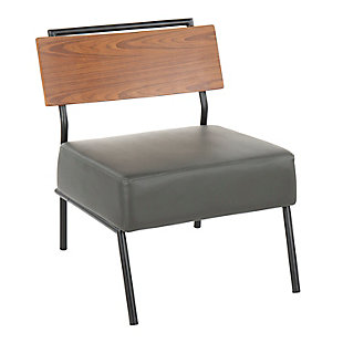 LumiSource Fiji Accent Chair, Black/Walnut/Gray, large