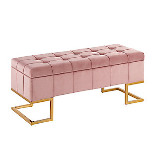 LumiSource Midas Storage Bench, Gold/Pink, rollover