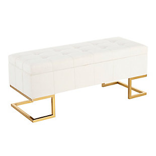 LumiSource Midas Storage Bench, Gold/White, large