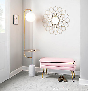 LumiSource Neapolitan Storage Bench, Gold/Blush Pink, rollover