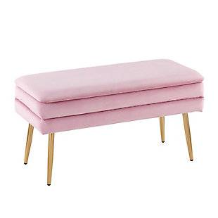 LumiSource Neapolitan Storage Bench, Gold/Blush Pink, large