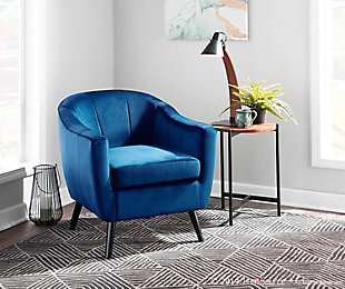 LumiSource Rockwell Velvet Accent Chair, Black/Blue, rollover