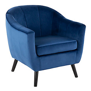 LumiSource Rockwell Velvet Accent Chair, Black/Blue, large